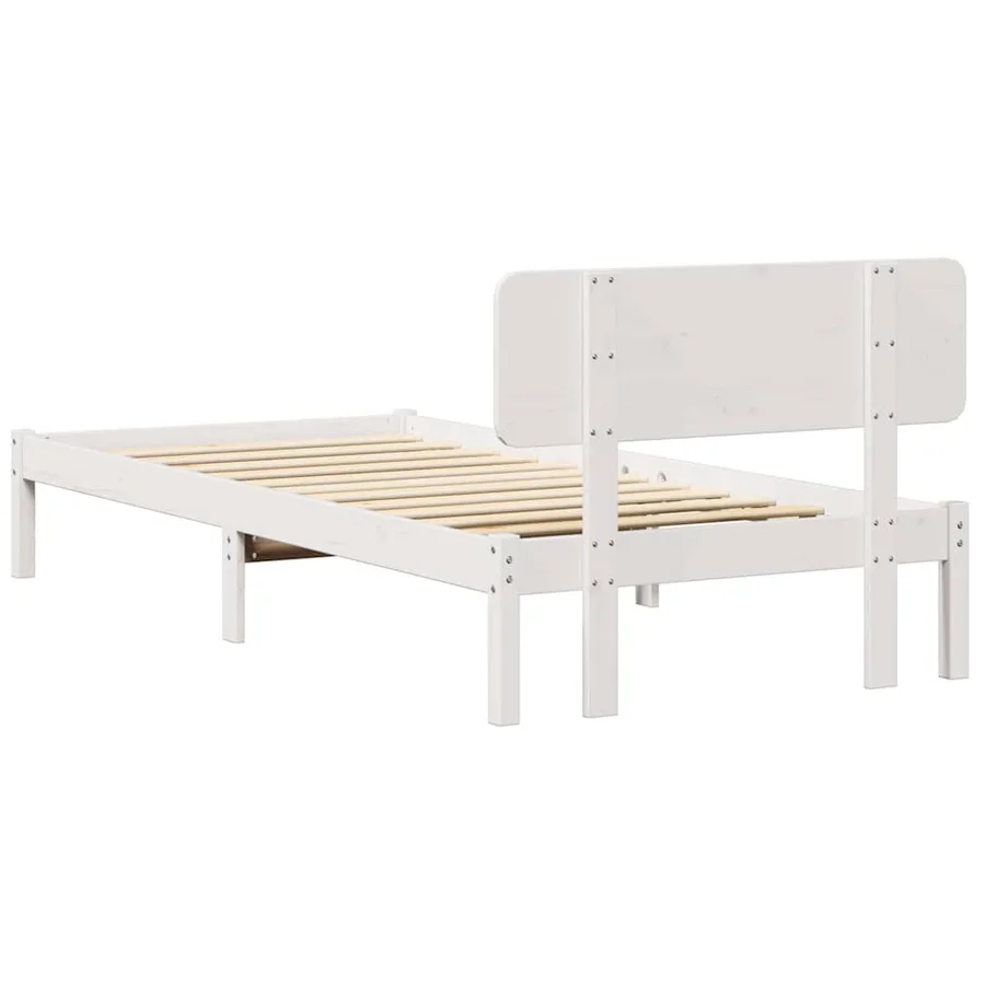 Cadre de lit avec tête de lit Blanc 100 x 200 cm Pin massif - 7