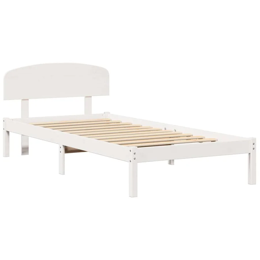 Cadre de lit avec tête de lit Blanc 100 x 200 cm Pin massif - 4