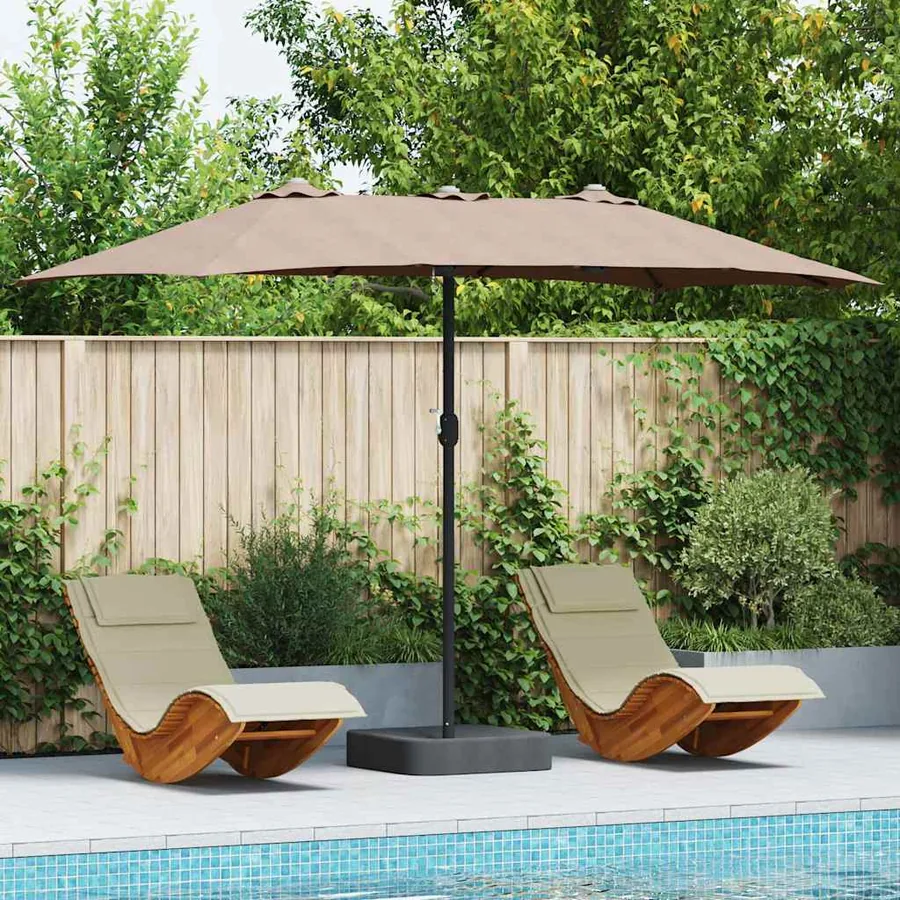 Parasol de jardin Taupe 385 x 209 x 244 cm Polyester et Acier