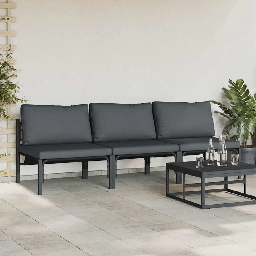 Mobilier de jardin 3 Pièce Anthracite 80 x 80 x 71 cm Acier - 3