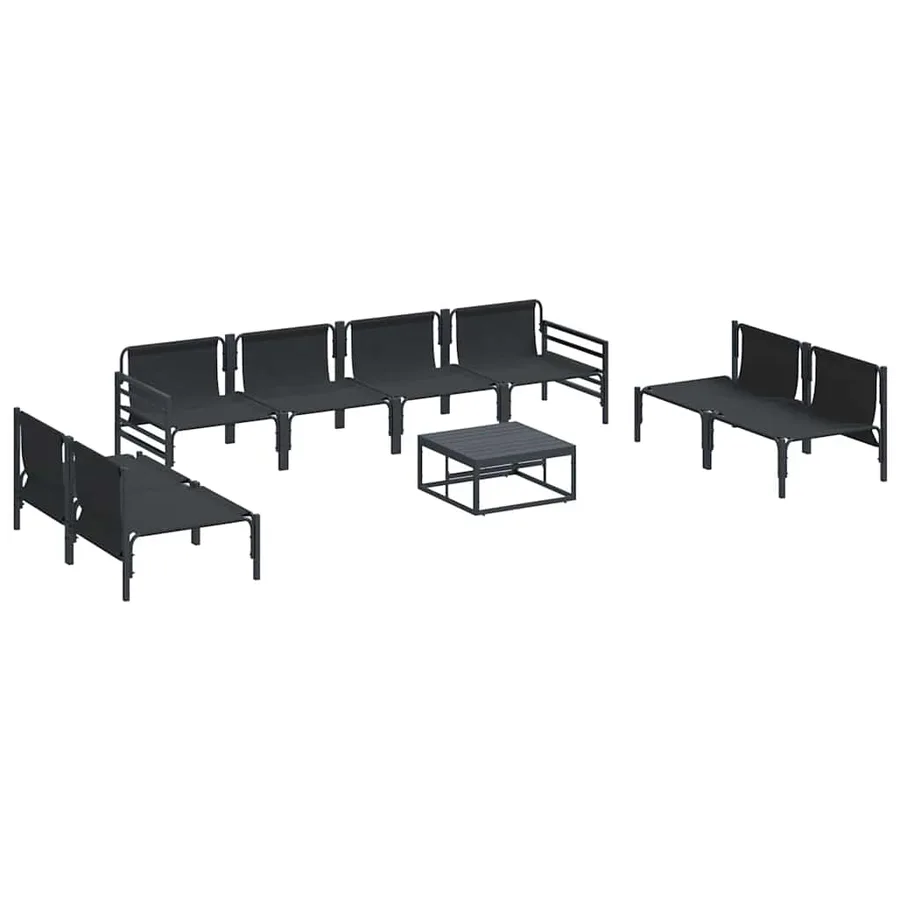 Ensemble de canapé de jardin avec coussin 9 pcs Noir Acier - 6