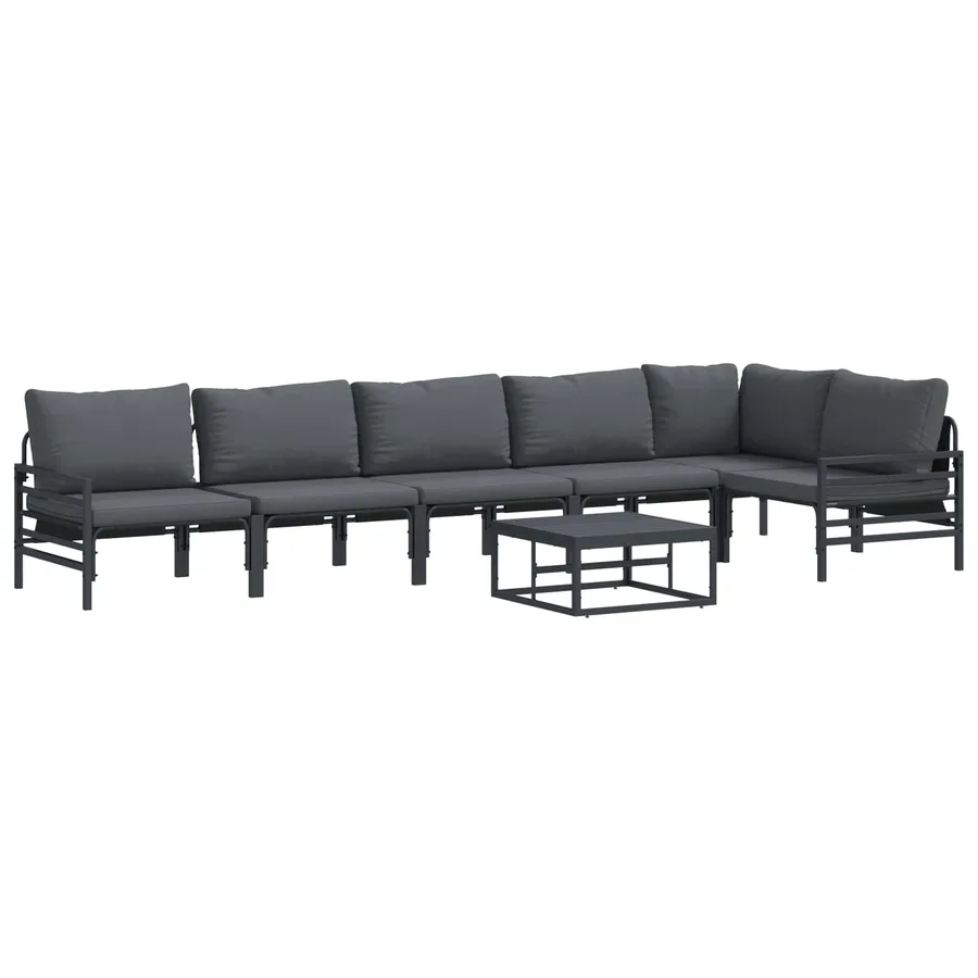 Ensemble de canapé de jardin avec coussin 7 pcs Noir Acier - 2