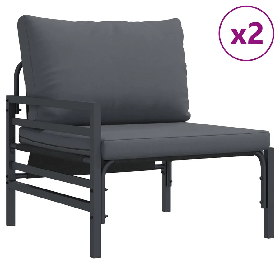 Ensemble de canapé de jardin avec coussin 7 pcs Noir Acier - 3