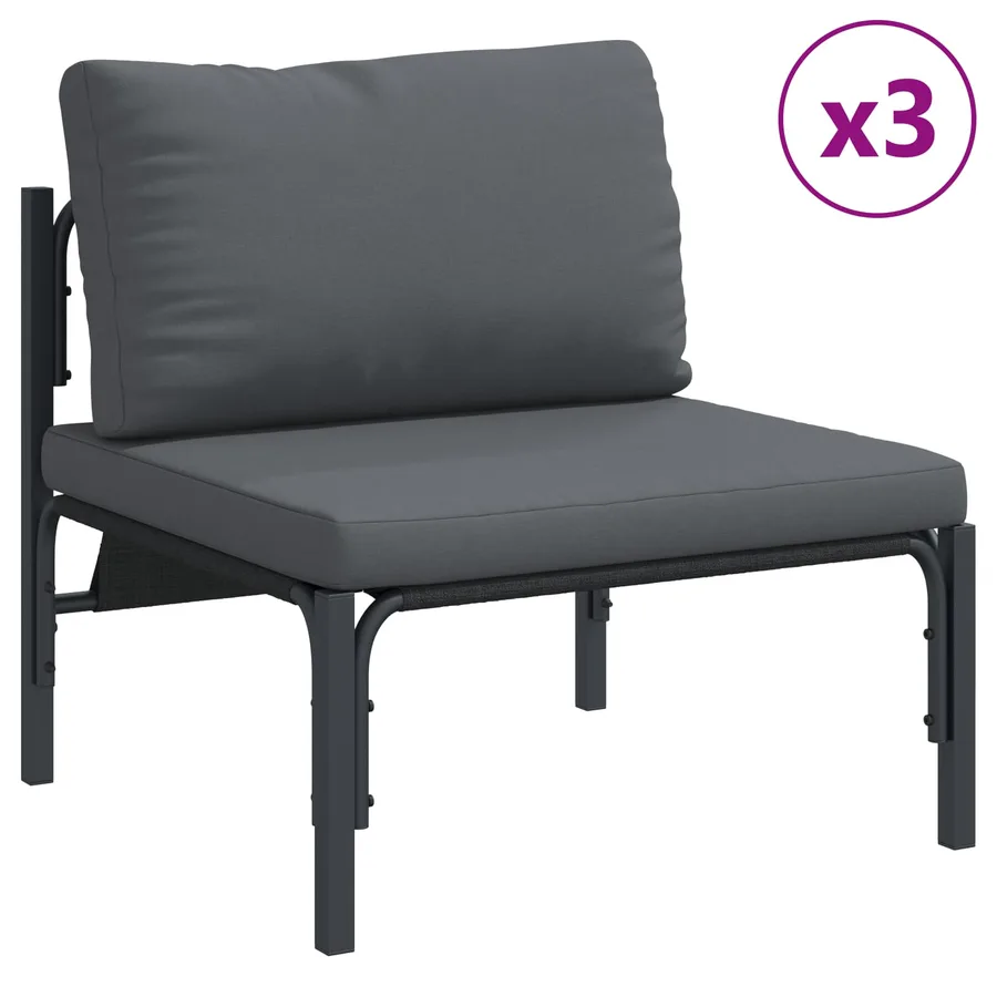Ensemble de canapé de jardin avec coussin 7 pcs Noir Acier - 4
