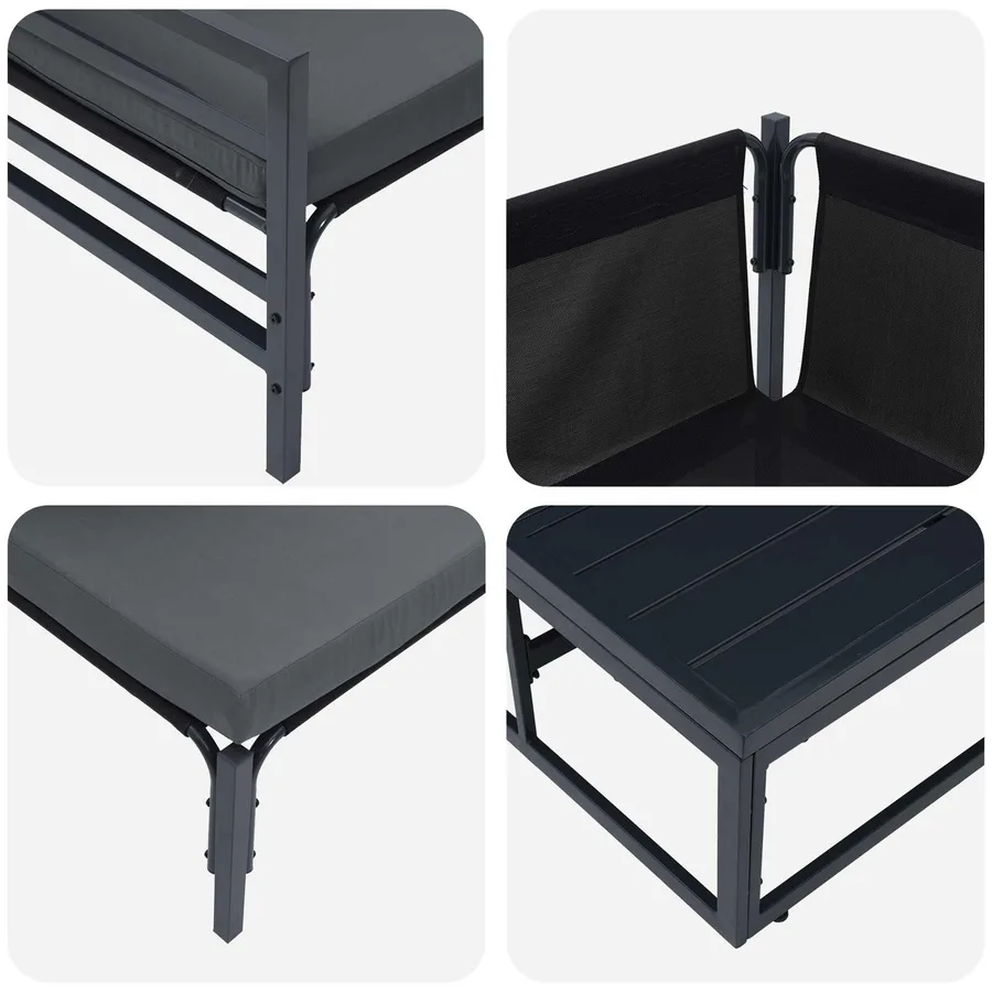 Ensemble de canapé de jardin avec coussin 7 pcs Noir Acier - 8