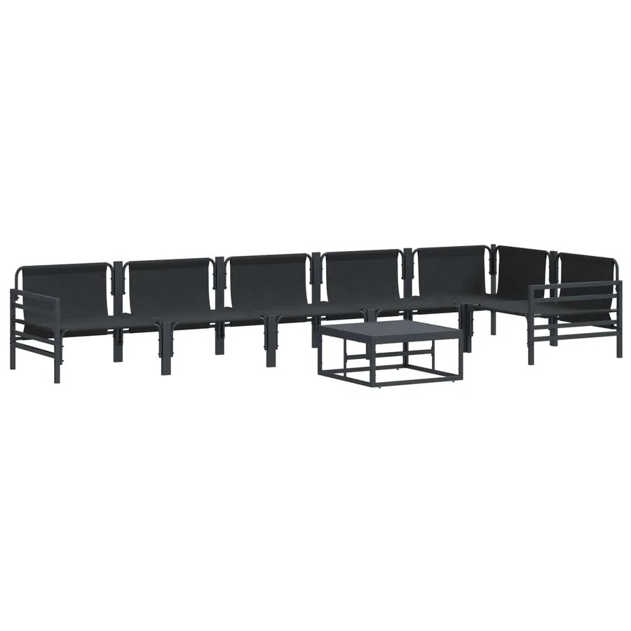 Ensemble de canapé de jardin avec coussin 7 pcs Noir Acier - 9