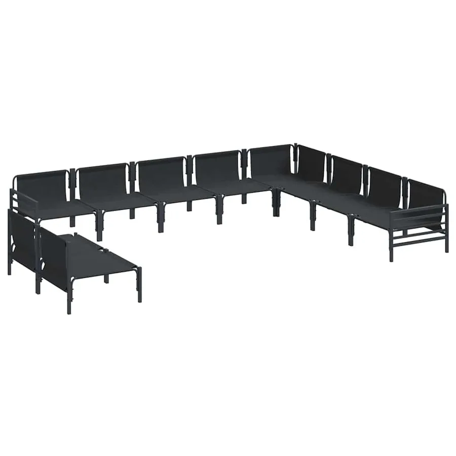 Ensemble de canapé de jardin avec coussin 10 pcs Noir Acier - 6