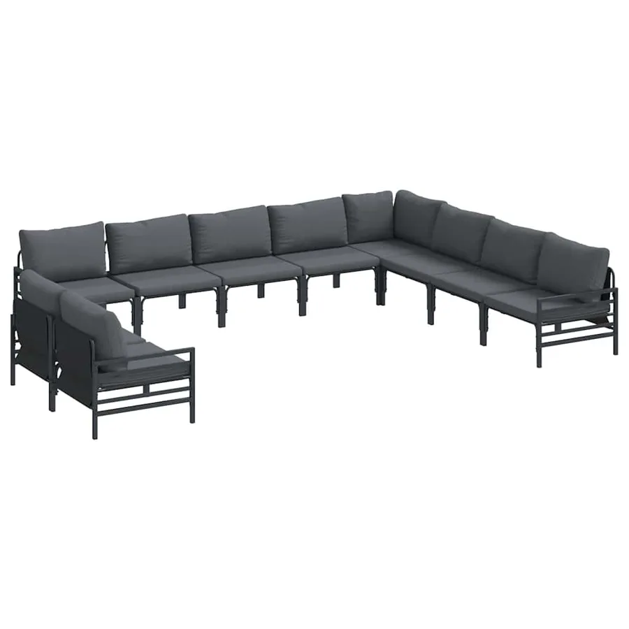 Ensemble de canapé de jardin avec coussin 10 pcs Noir Acier - 2