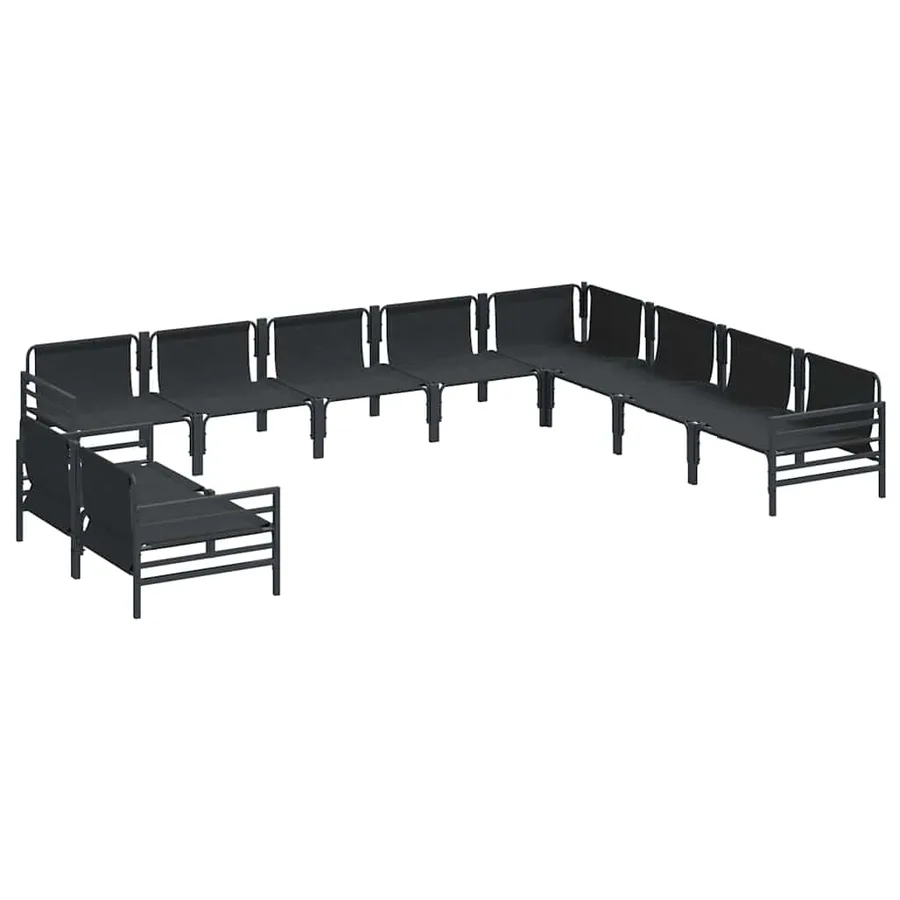 Ensemble de canapé de jardin avec coussin 10 pcs Noir Acier - 6