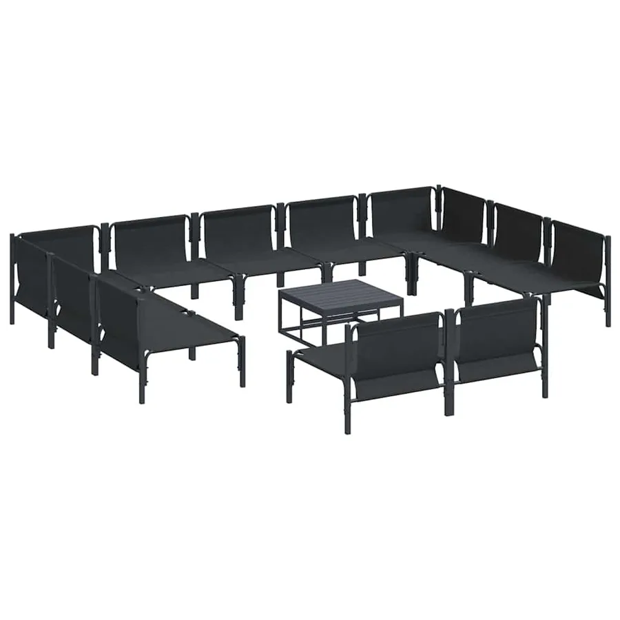 Ensemble de canapé de jardin avec coussin 12 pcs Noir Acier - 6