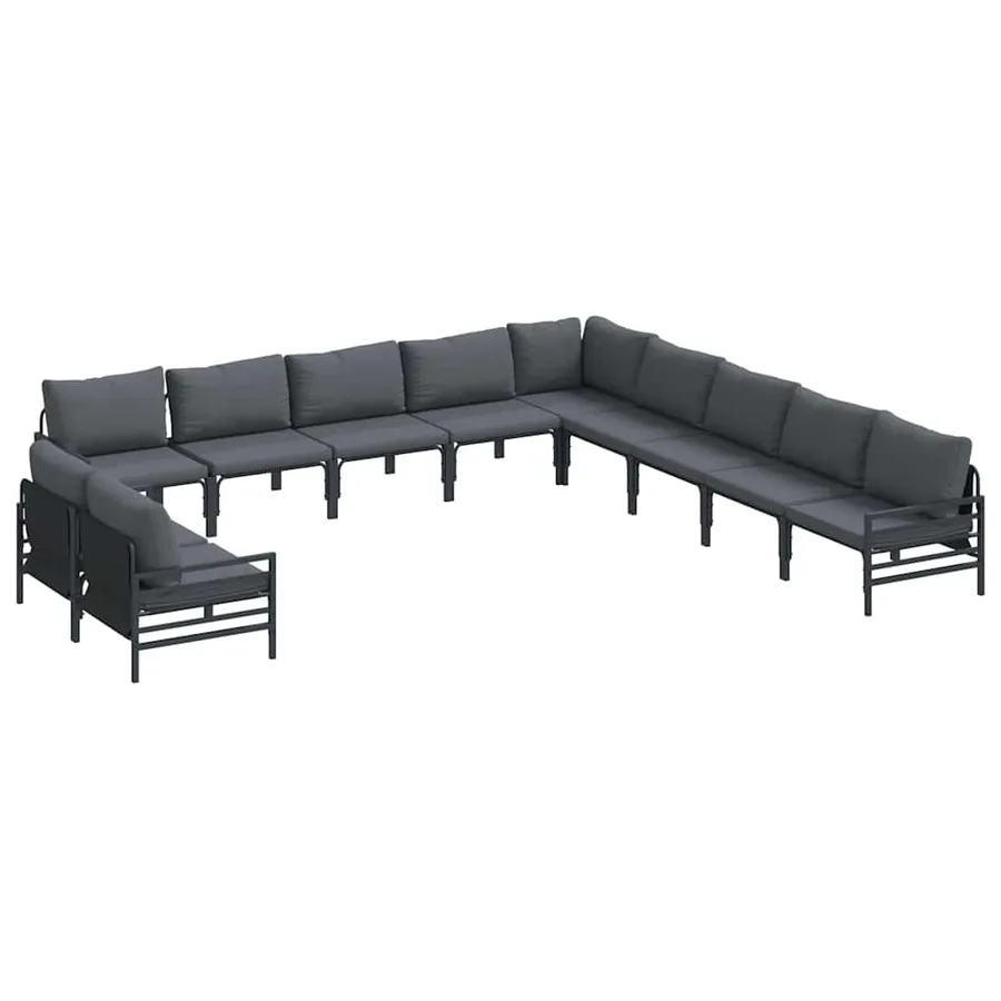 Ensemble de canapé de jardin avec coussin 11 pcs Noir Acier - 2