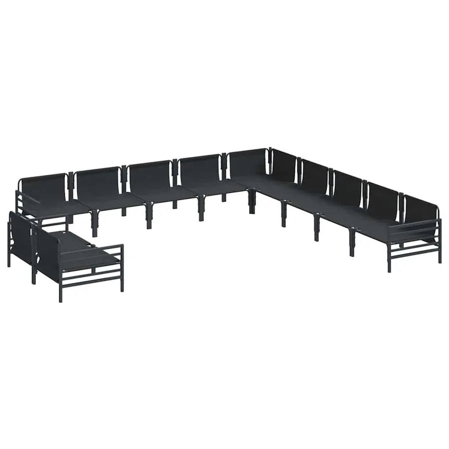 Ensemble de canapé de jardin avec coussin 11 pcs Noir Acier - 6