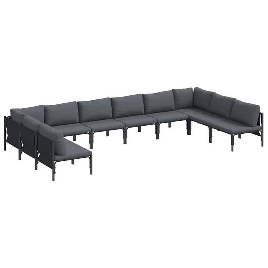 Ensemble de canapé de jardin avec coussin 10 pcs Noir Acier - 2