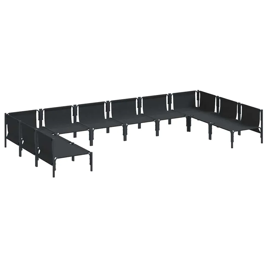 Ensemble de canapé de jardin avec coussin 10 pcs Noir Acier - 5