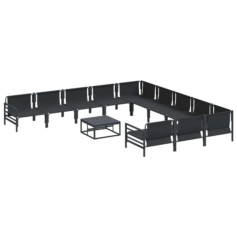 Ensemble de canapé de jardin avec coussin 12 pcs Noir Acier - 6