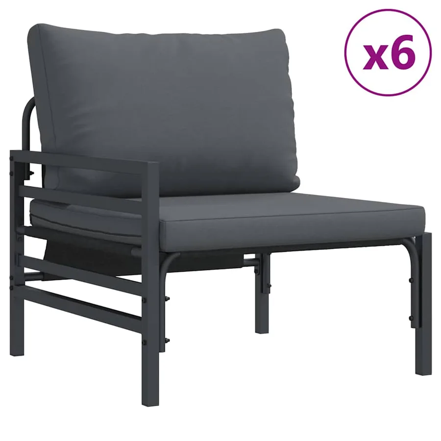 Ensemble de canapé de jardin avec coussin 13 pcs Noir Acier - 3
