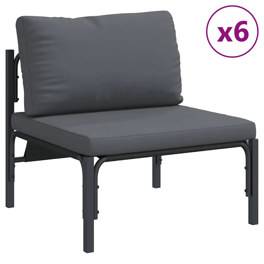 Ensemble de canapé de jardin avec coussin 13 pcs Noir Acier - 4
