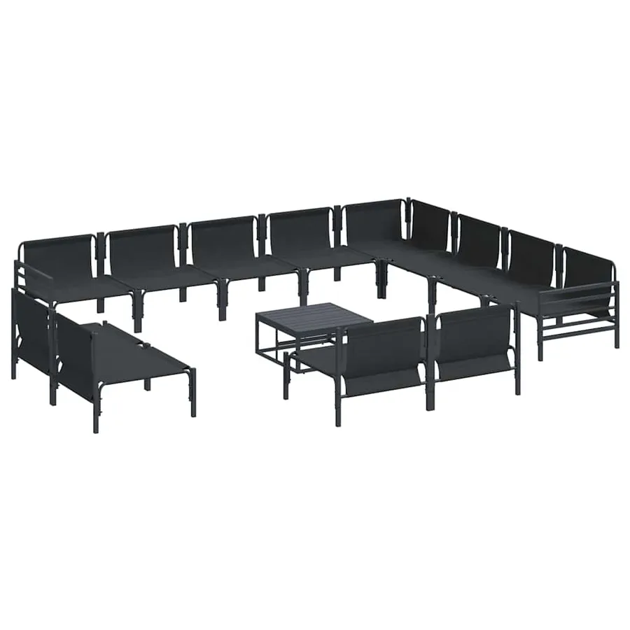 Ensemble de canapé de jardin avec coussin 13 pcs Noir Acier - 7