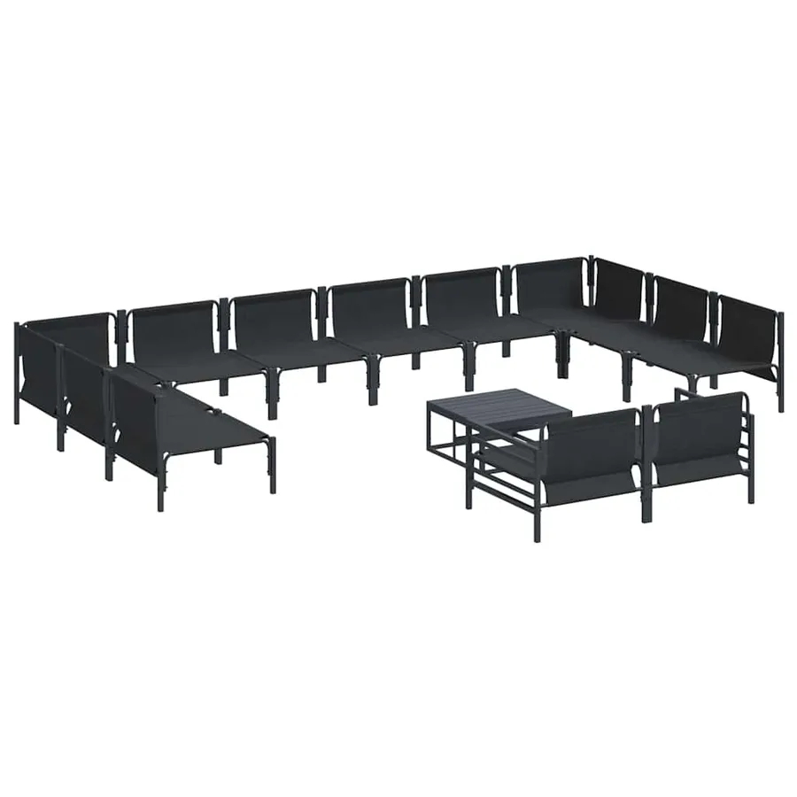 Ensemble de canapé de jardin avec coussin 13 pcs Noir Acier - 6