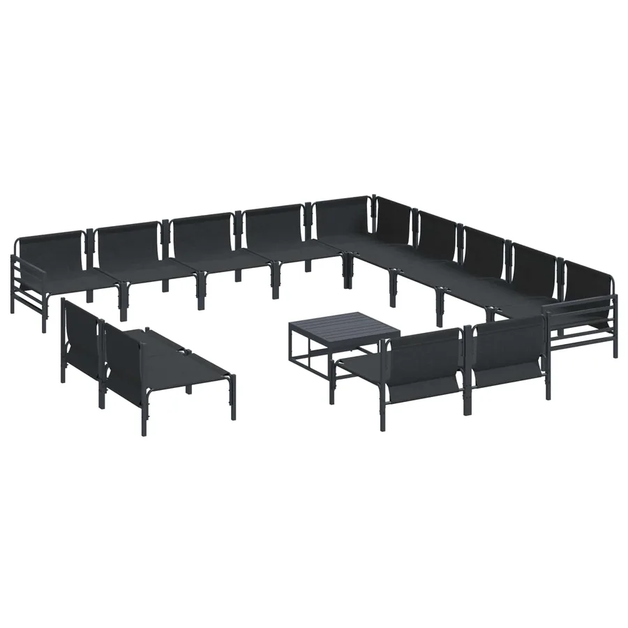 Ensemble de canapé de jardin avec coussin 14 pcs Noir Acier - 6