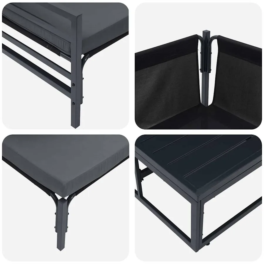 Ensemble de canapé de jardin avec coussin 14 pcs Noir Acier - 8