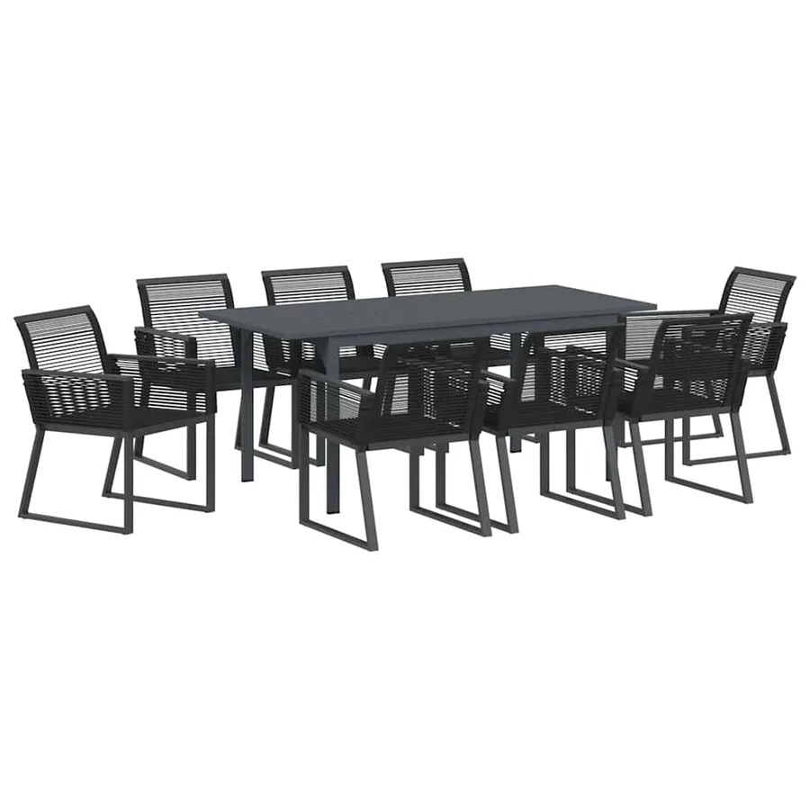 Ensemble de salle à manger pour jardin 9 pcs Noir polyrotin - 2