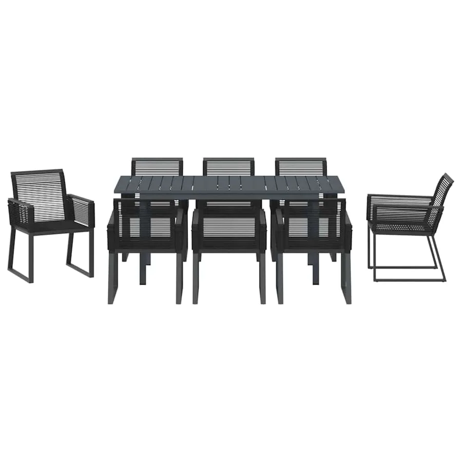 Ensemble de salle à manger pour jardin 9 pcs Noir polyrotin - 7