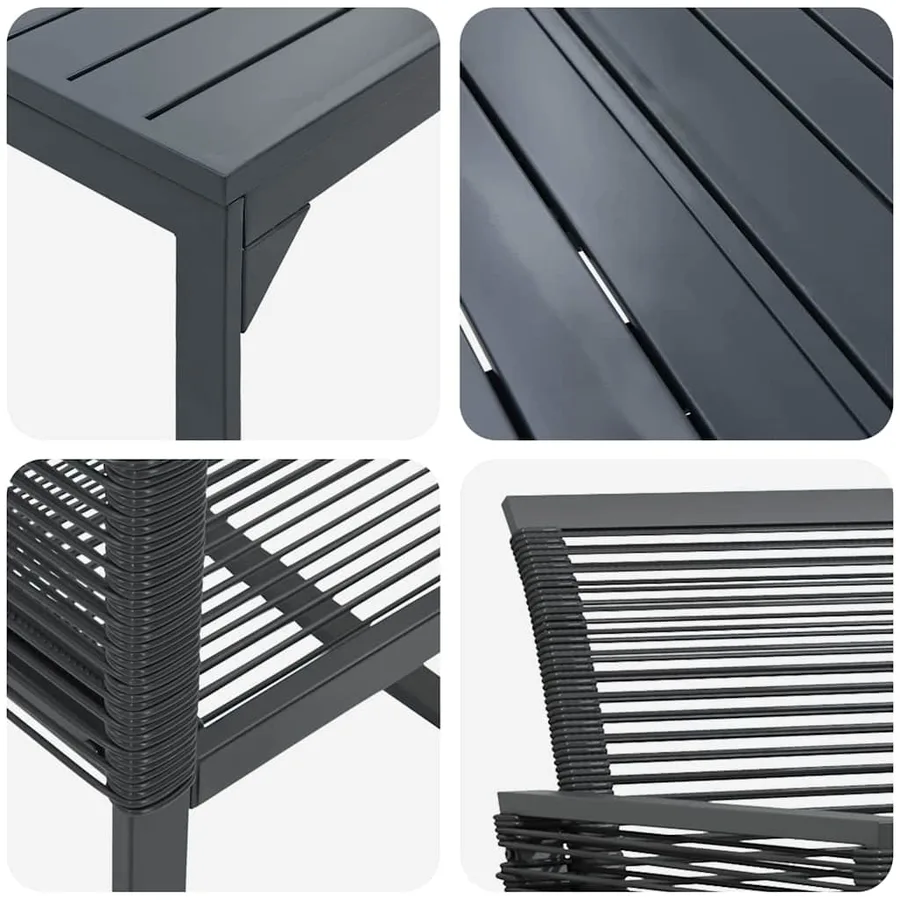 Ensemble de salle à manger pour jardin 9 pcs Noir polyrotin - 9