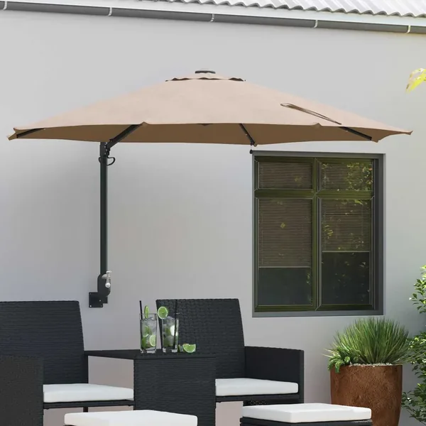 Parasol de jardin Taupe 248 x 248 x 148 cm Polyester et Acier