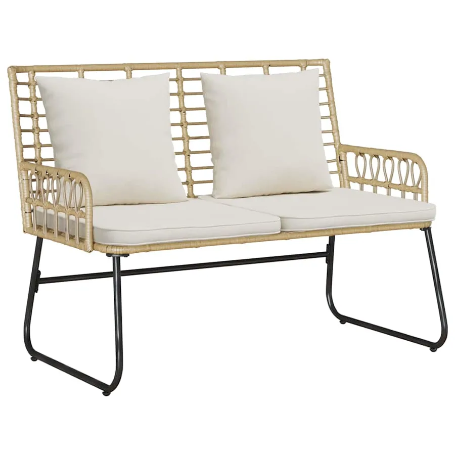 Banc de jardin Marron et Crème polyrotin - 2