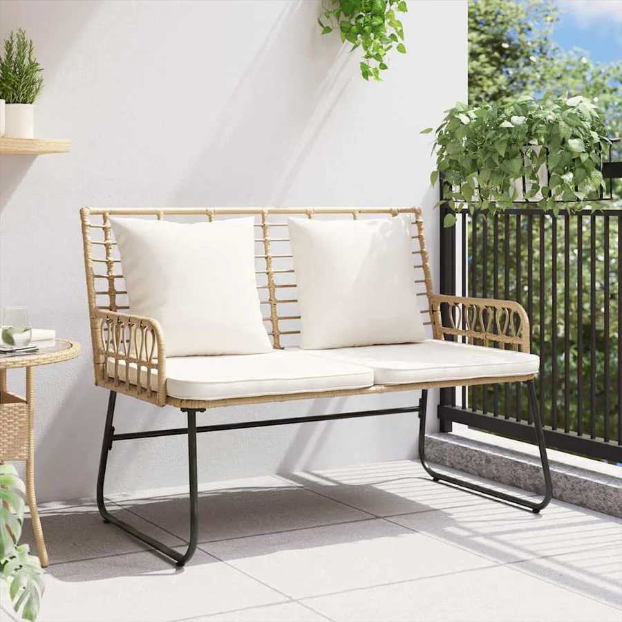 Banc de jardin Marron et Crème polyrotin - 3