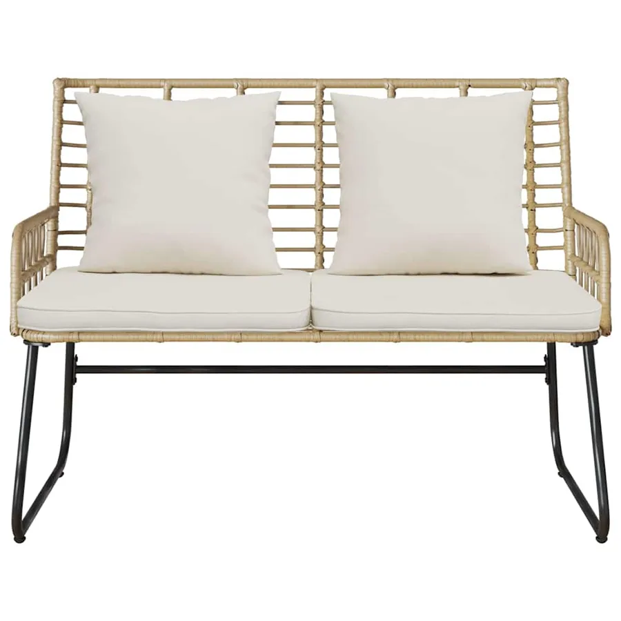 Banc de jardin Marron et Crème polyrotin - 5