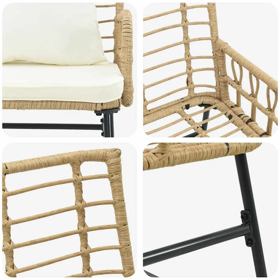 Banc de jardin Marron et Crème polyrotin - 8