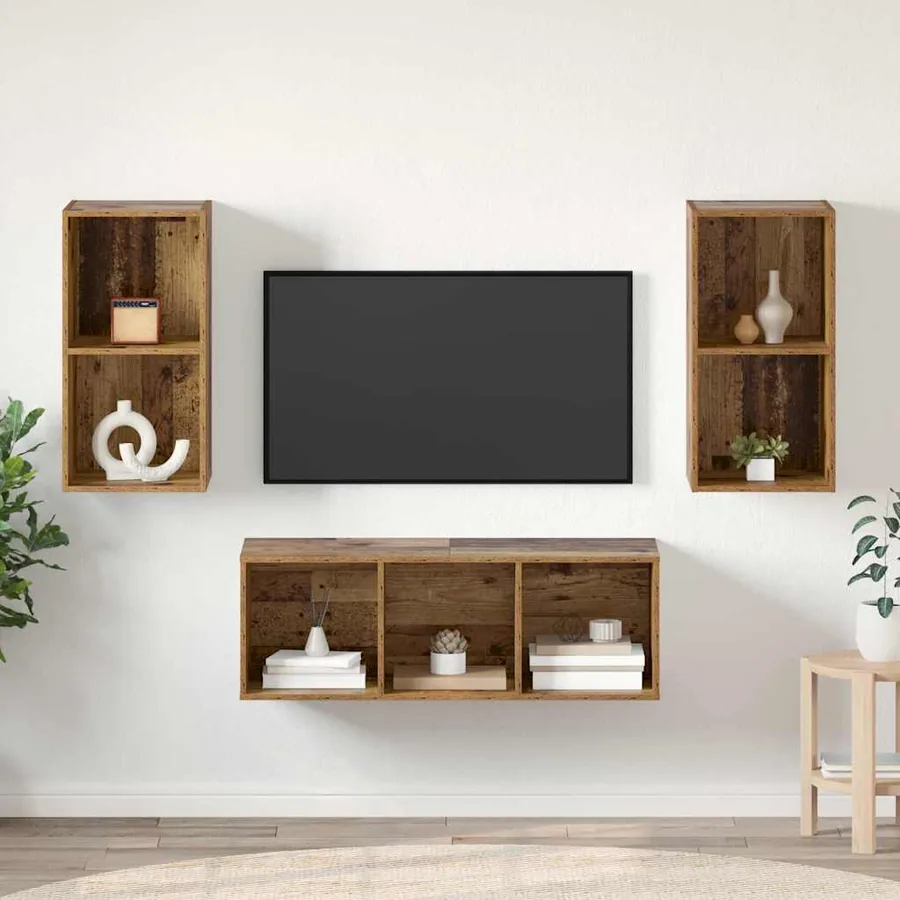 Ensemble meuble TV 3 pcs Bois Ancien Bois d'ingénierie