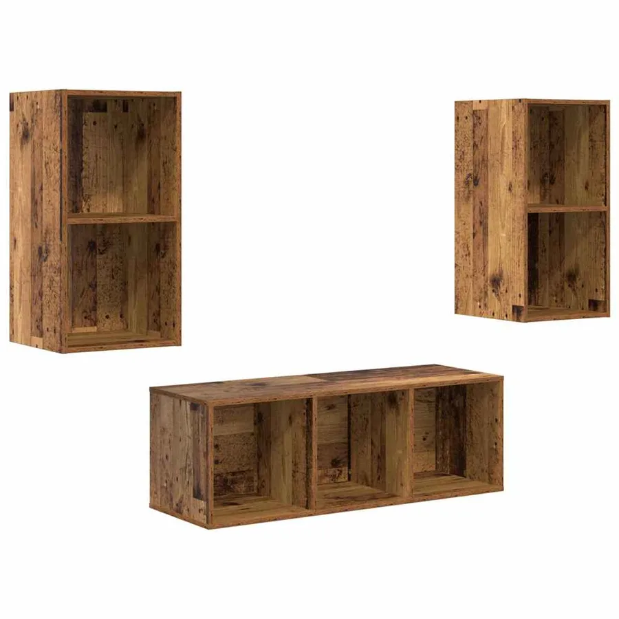 Ensemble meuble TV 3 pcs Bois Ancien Bois d'ingénierie - 2