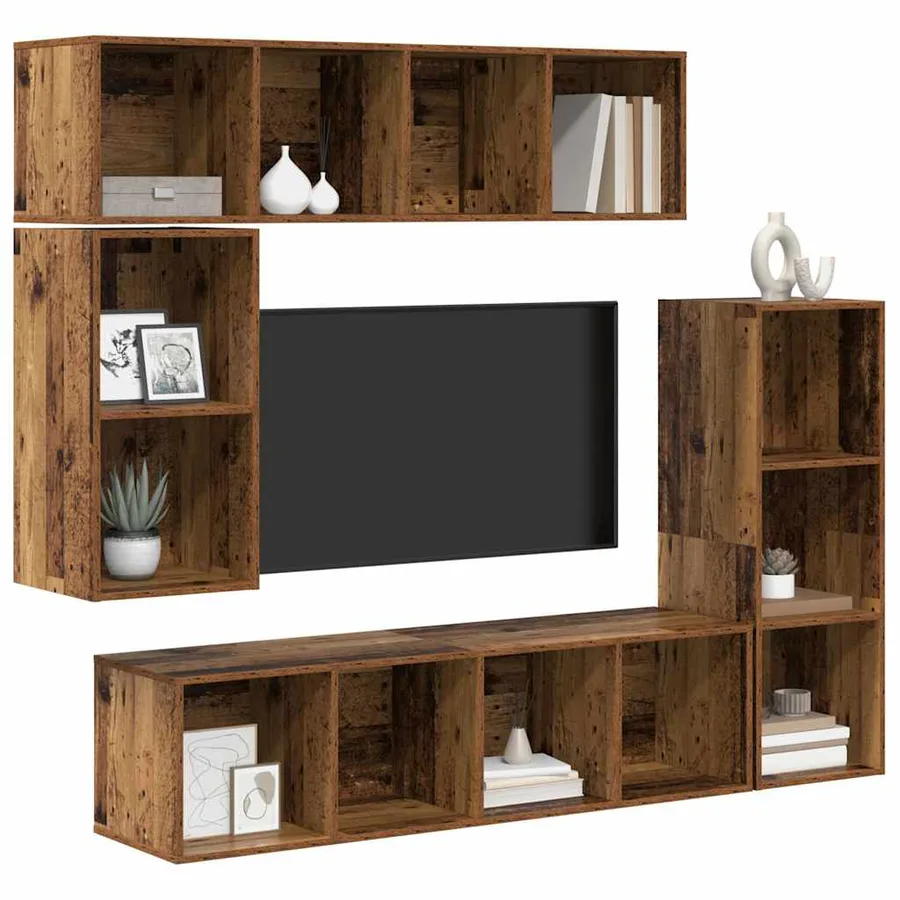 Ensemble meuble TV 4 pcs Bois ancien Bois d'ingénierie - 3