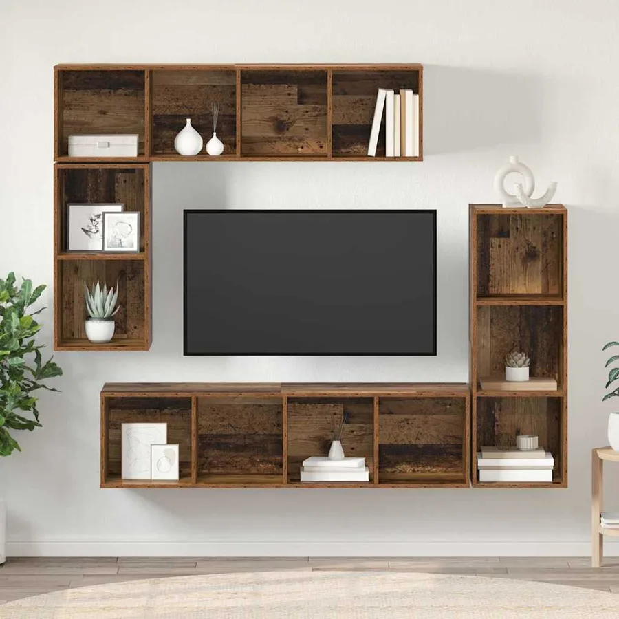 Ensemble meuble TV 4 pcs Bois ancien Bois d'ingénierie - 4