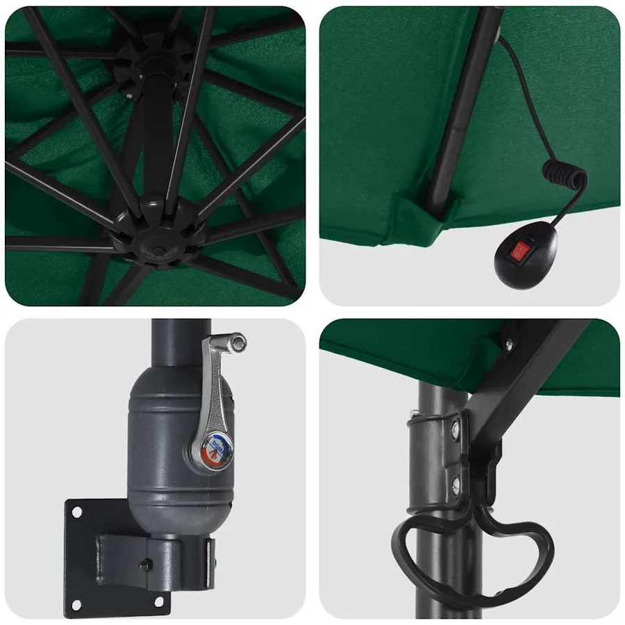 Parasol de jardin Vert 248 x 248 x 148 cm Polyester et Acier - 7