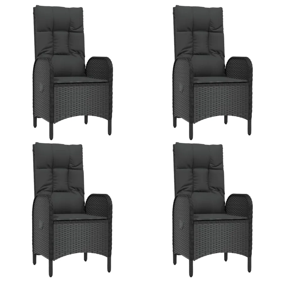 Ensemble à manger de jardin coussins 5pcs Noir Résine tressée - 4