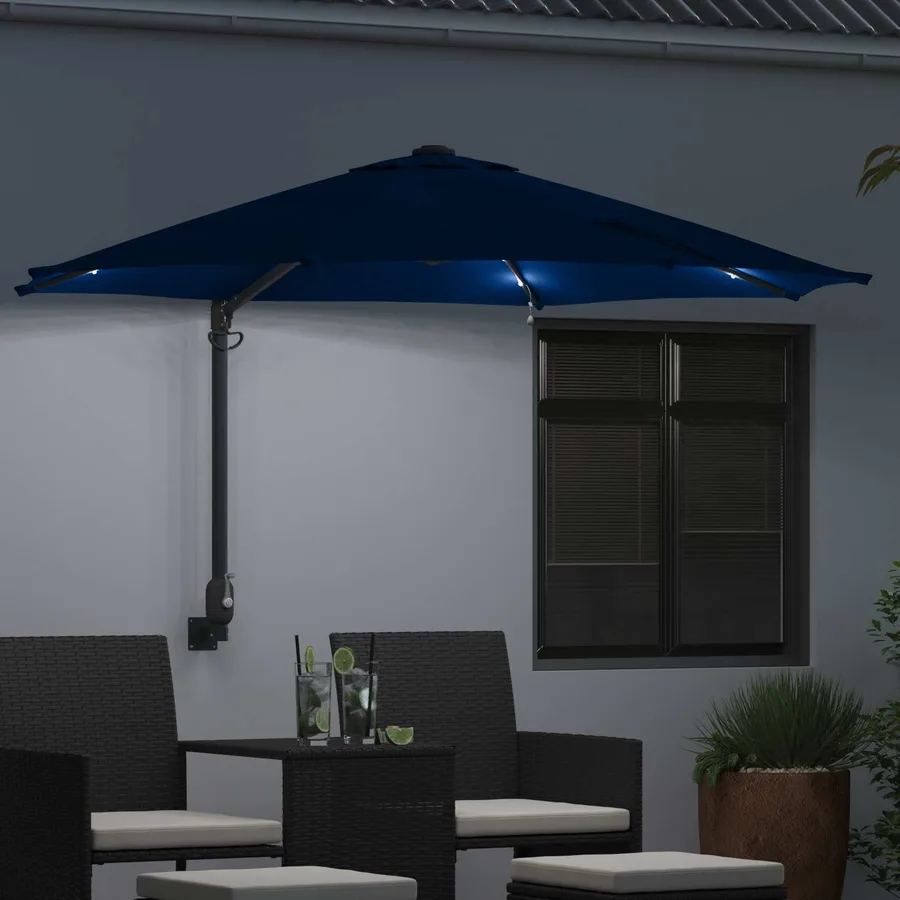 Parasol de jardin 248 x 248 x 148 cm Polyester et Acier Azur - 3