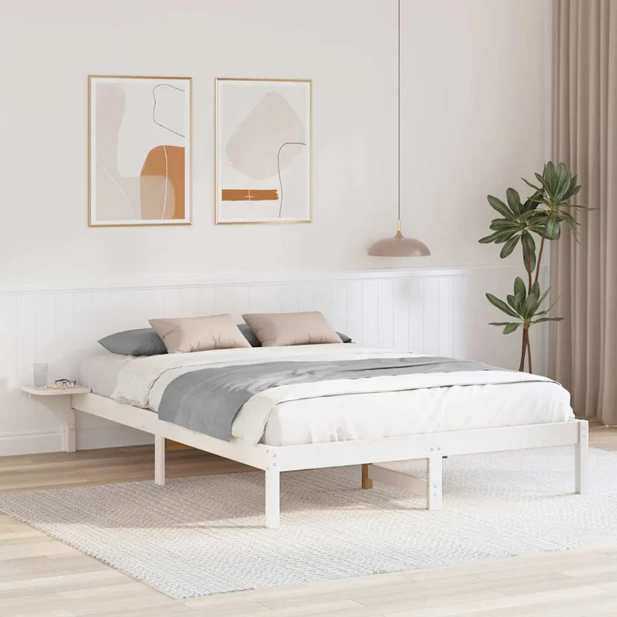 Cadre de lit Blanc 150 x 200 cm Pin massif