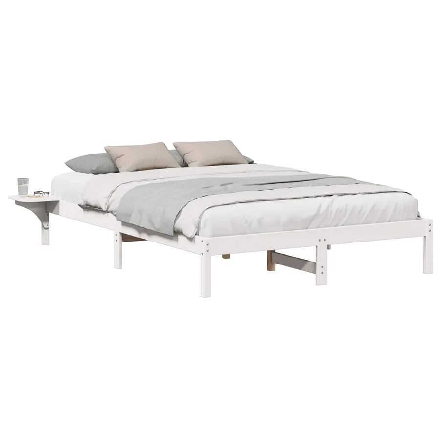Cadre de lit Blanc 150 x 200 cm Pin massif - 2