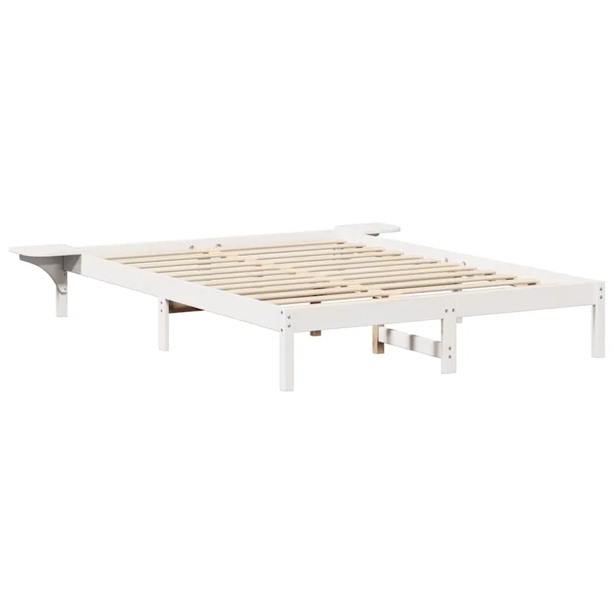 Cadre de lit Blanc 150 x 200 cm Pin massif - 4