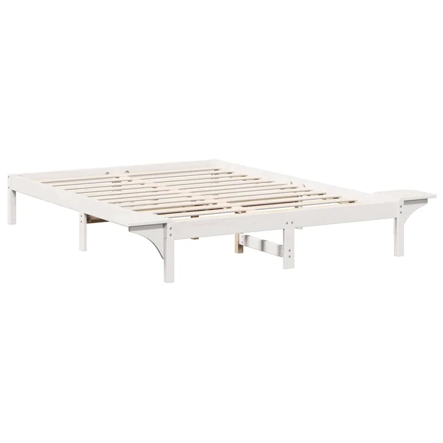 Cadre de lit Blanc 150 x 200 cm Pin massif - 7