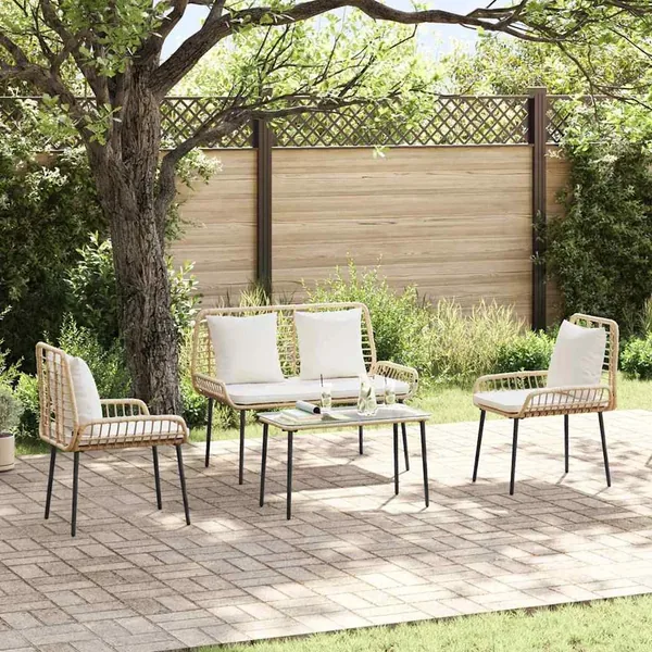 Ensemble de salle à manger pour jardin 3 pcs Marron et Crème