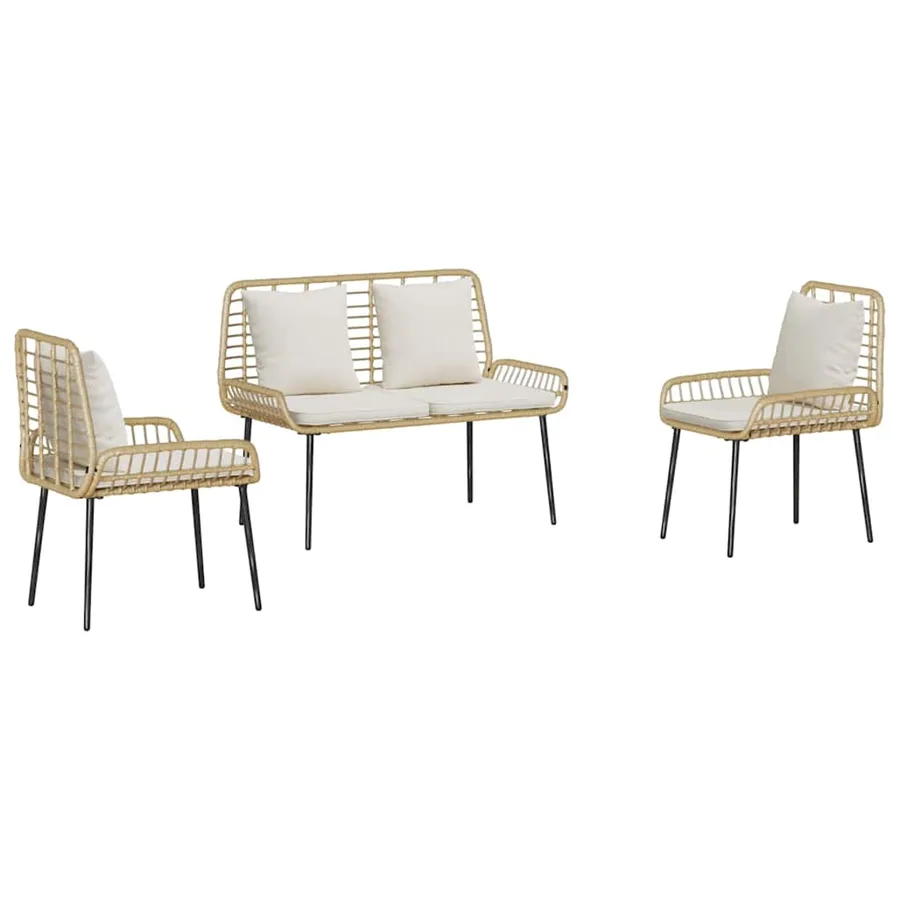 Ensemble de salle à manger pour jardin 3 pcs Marron et Crème - 2