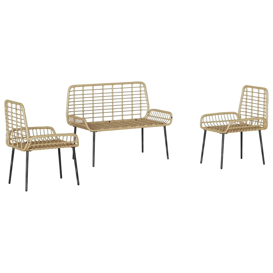 Ensemble de salle à manger pour jardin 3 pcs Marron et Crème - 6