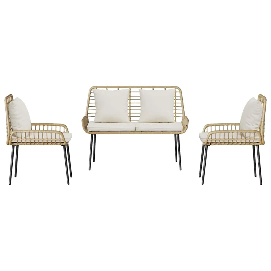 Ensemble de salle à manger pour jardin 3 pcs Marron et Crème - 7