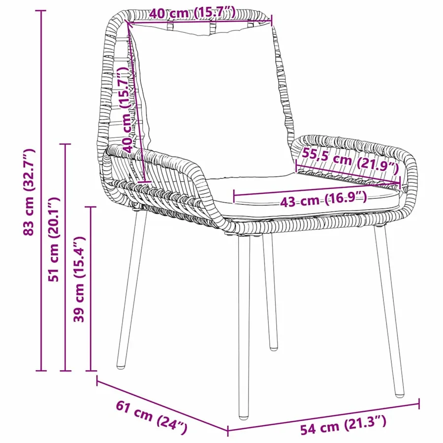 Ensemble de salle à manger pour jardin 3 pcs Marron et Crème - 9