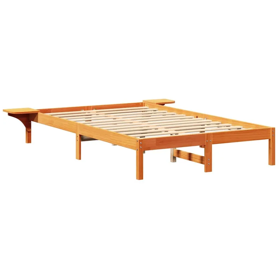 Cadre de lit Brun cire 135 x 190 cm Pin massif - 4